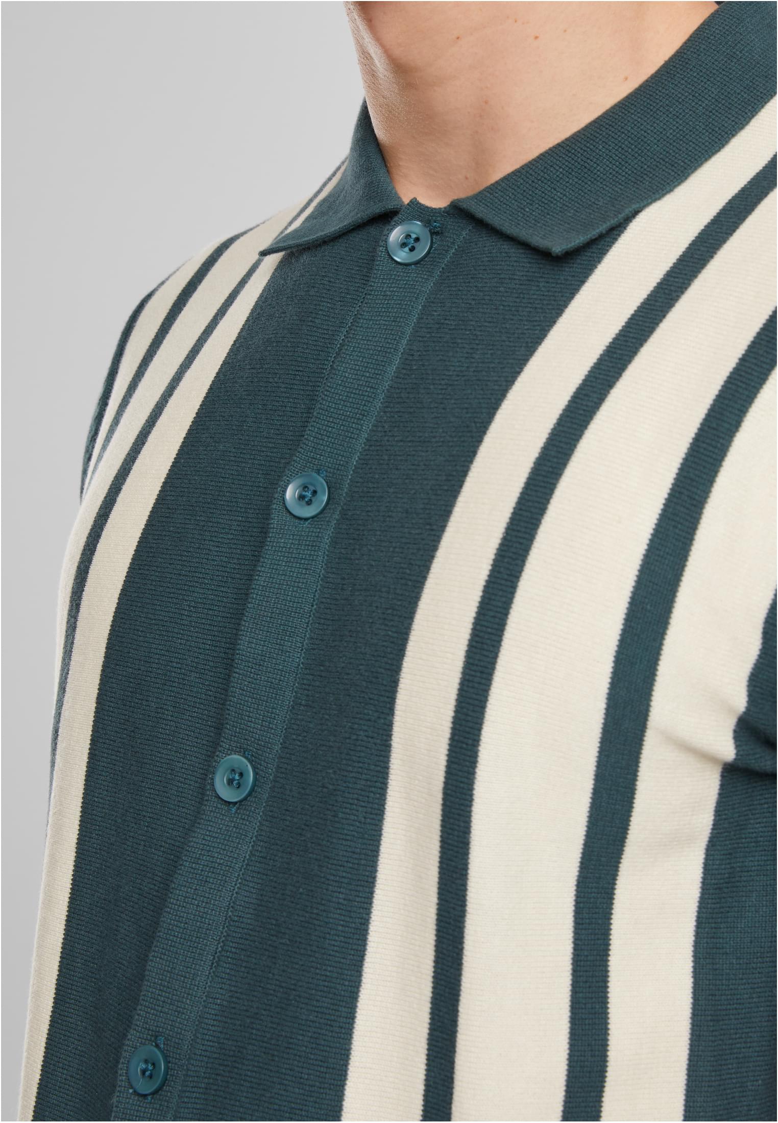 Urban Classics Knit Retro Shirt Bottlegreen/Whitesand