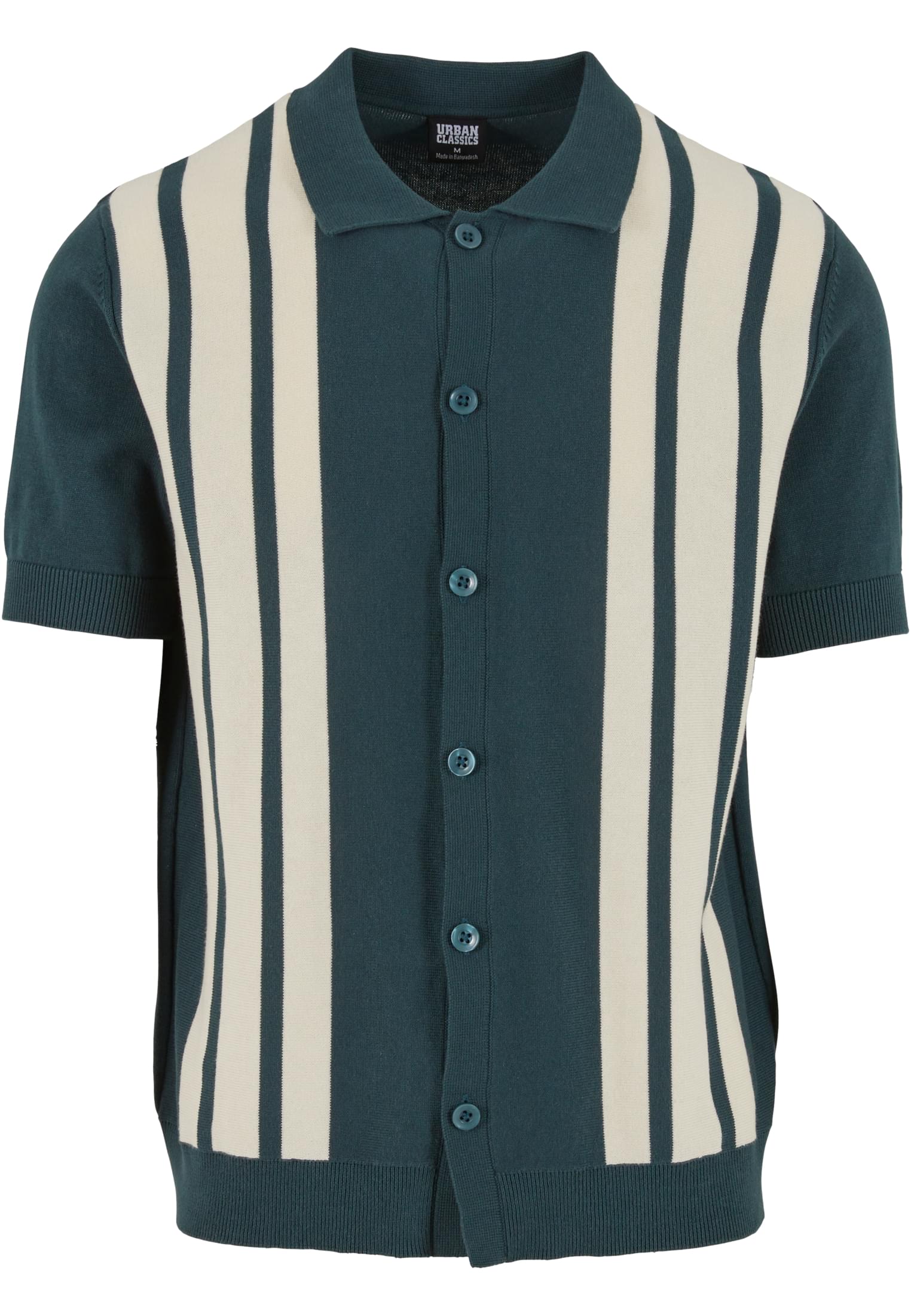 Urban Classics Knit Retro Shirt Bottlegreen/Whitesand