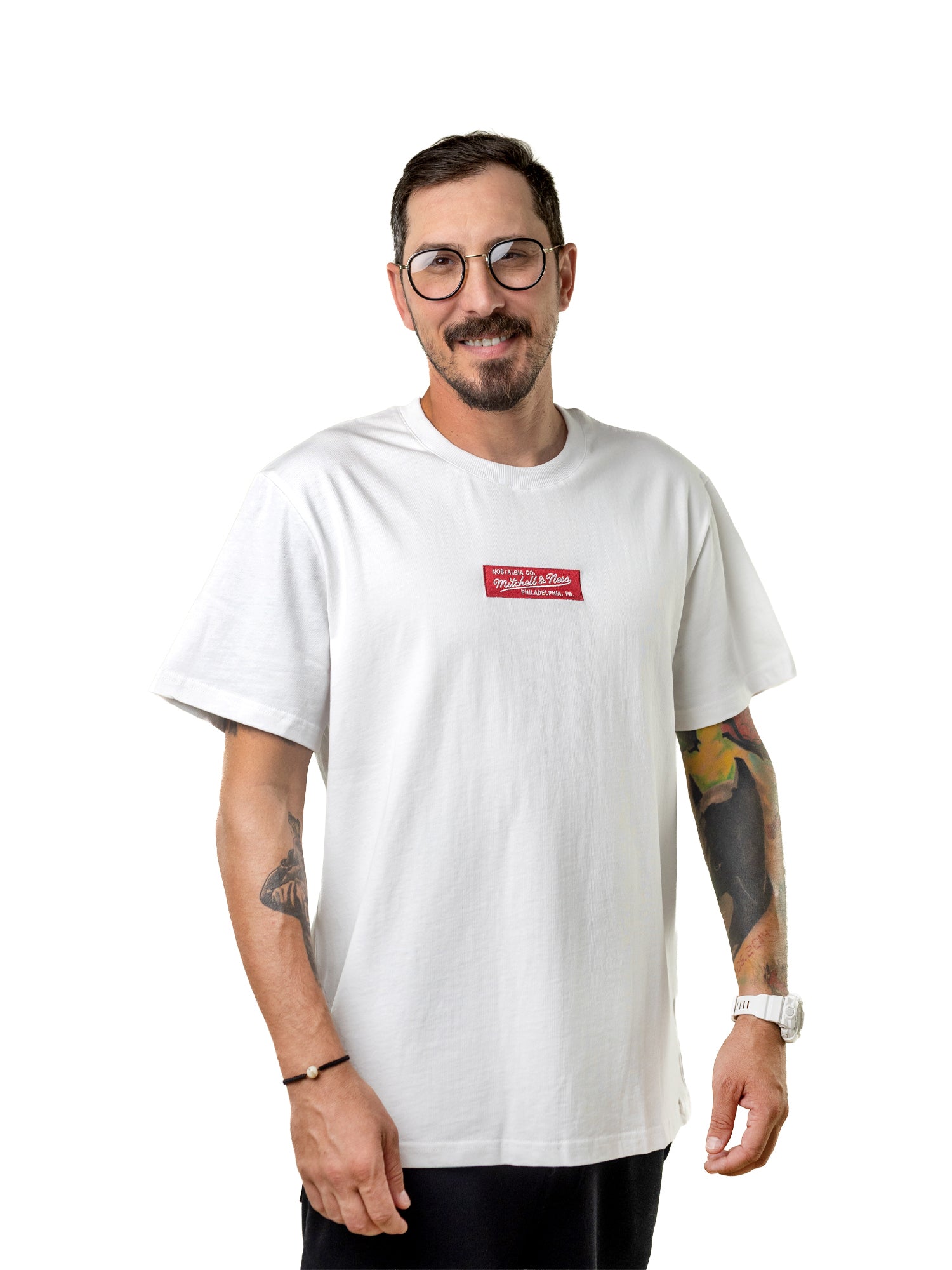 Mitchell & Ness Box Logo Tee White