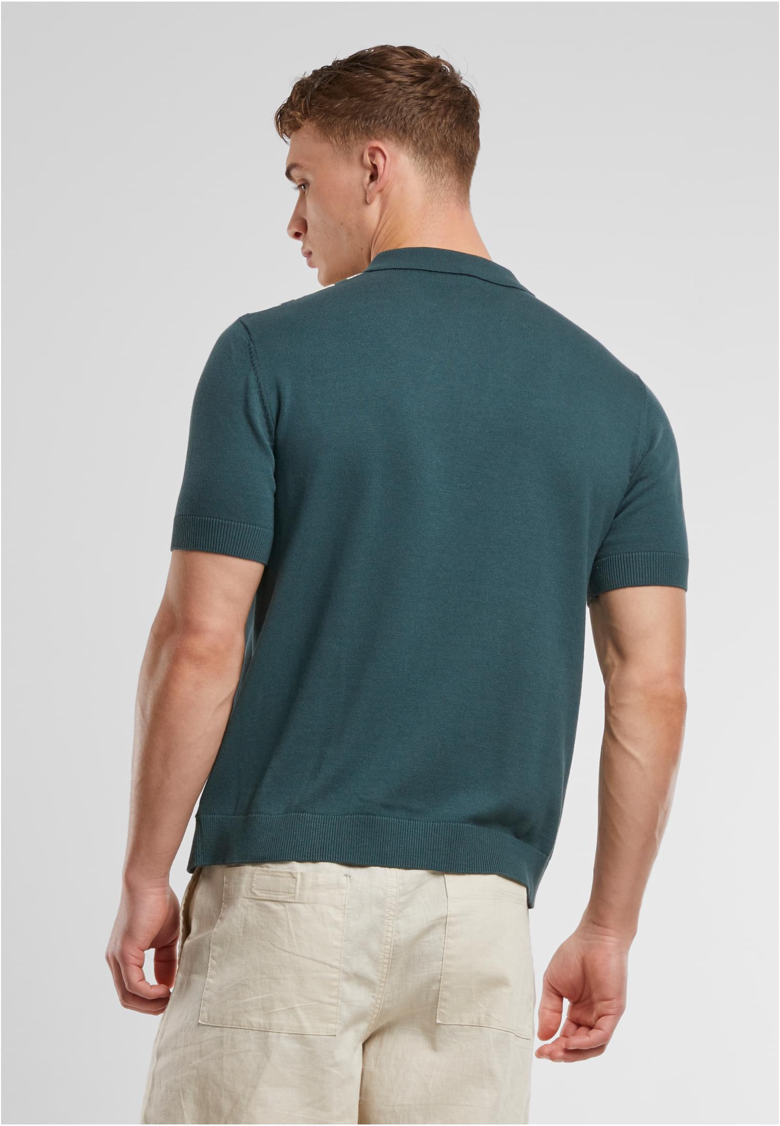 Urban Classics Knit Retro Shirt Bottlegreen/Whitesand
