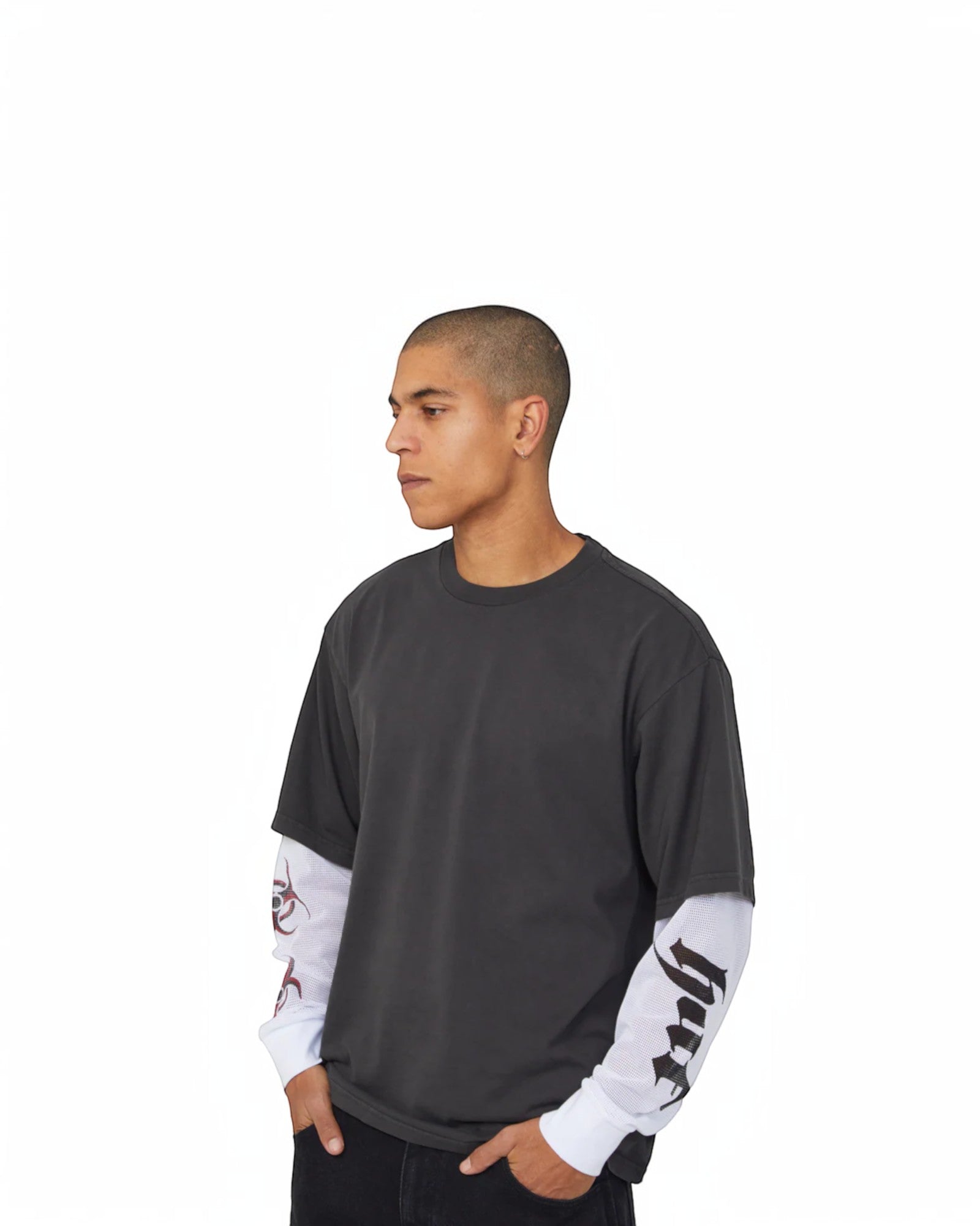 HUF Leon Double Layer Top - Black