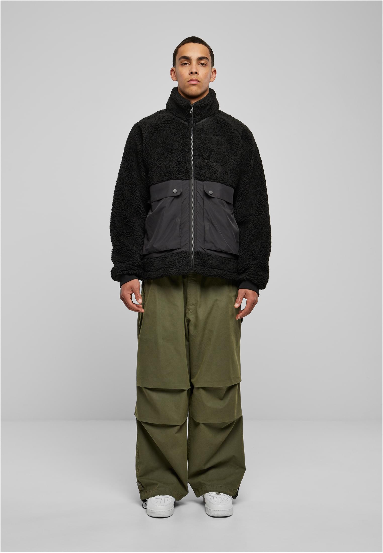 Urban Classics Short Raglan Sherpa Jacket - Black