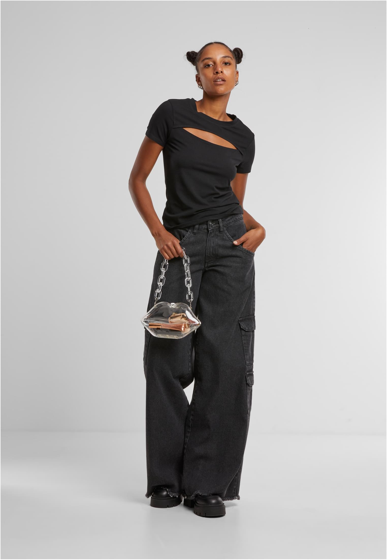 Urban Classics Ladies Cut Out Tee - Black