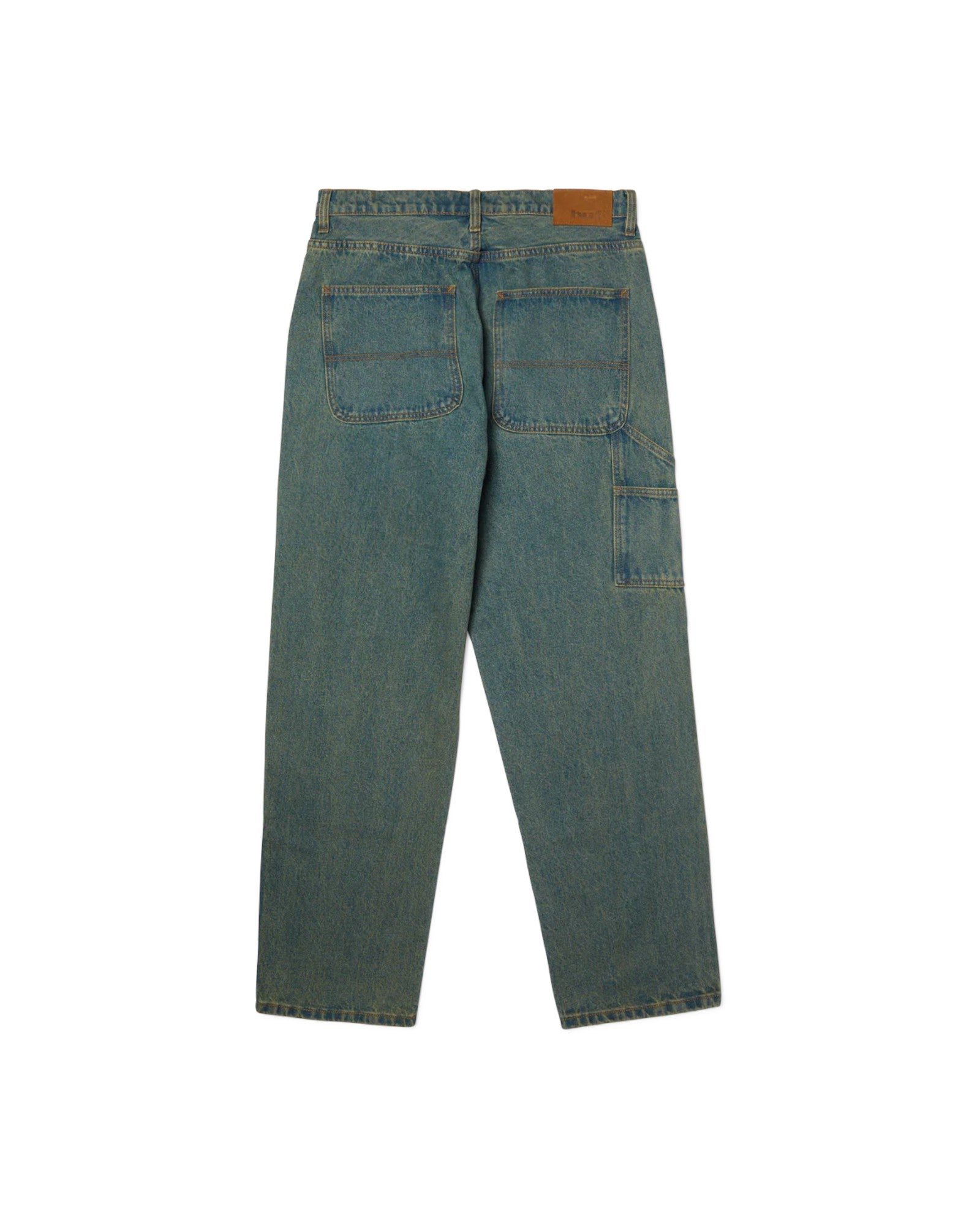 impostor.ro HUF Kinda Loose Double Knees jeans in dirty wash blue denim with classic five-pocket styling and a carpenter loop.