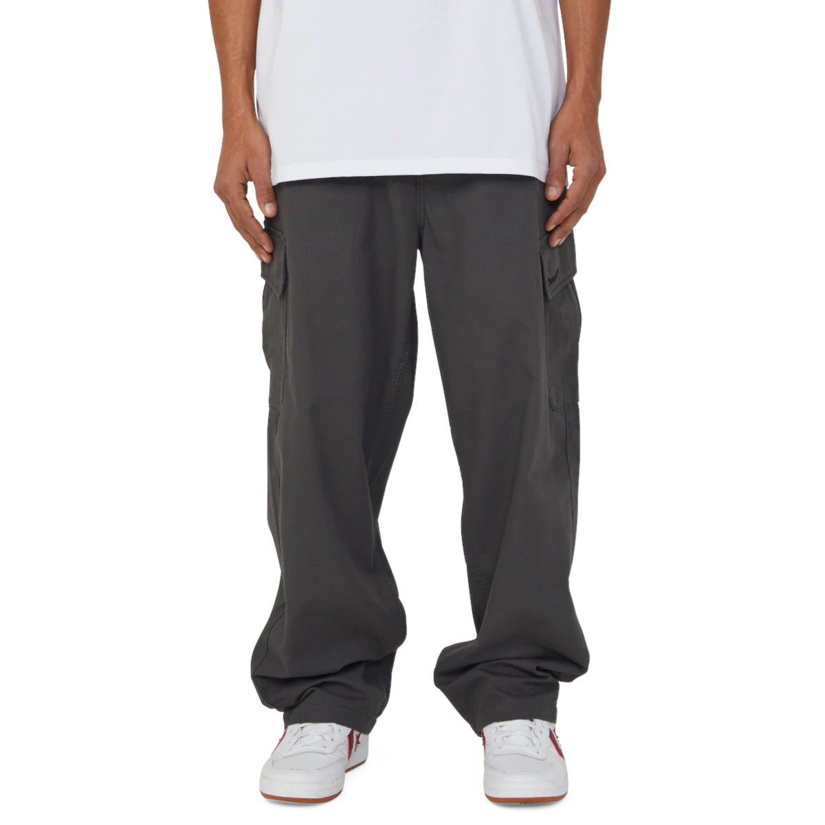 impostor.ro HUF Pretty Baggy Cargos in black, featuring a relaxed fit and multiple cargo pockets.