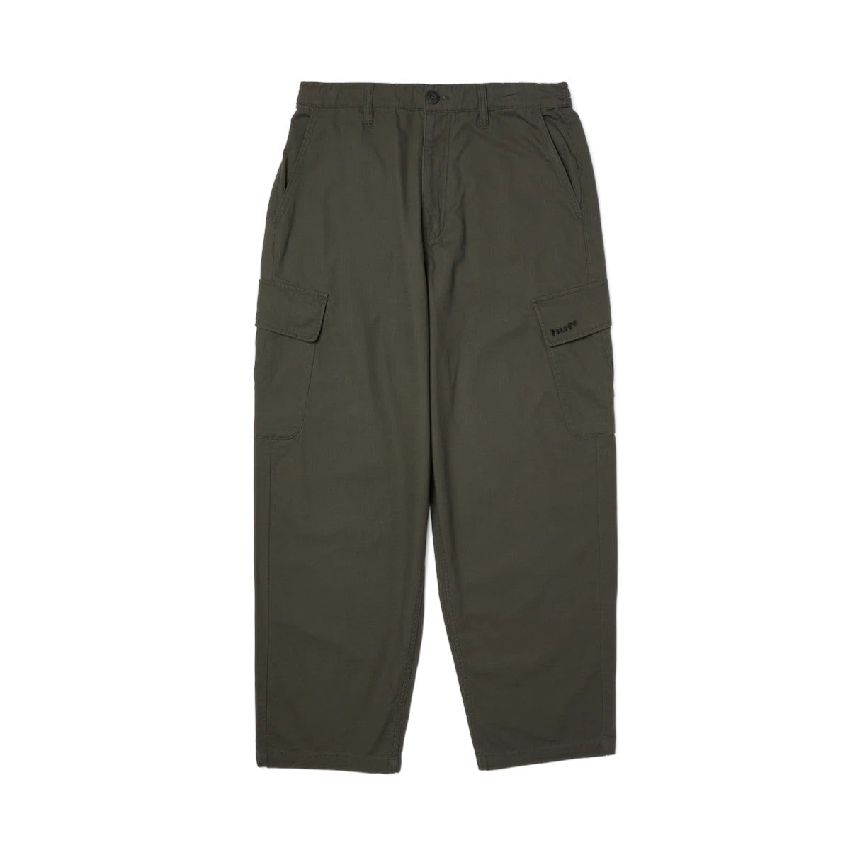 impostor.ro HUF Pretty Baggy Cargos in black cotton with multiple pockets and a relaxed fit.