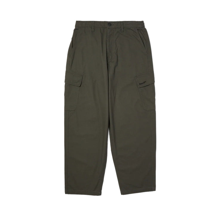 impostor.ro HUF Pretty Baggy Cargos in black cotton with multiple pockets and a relaxed fit.