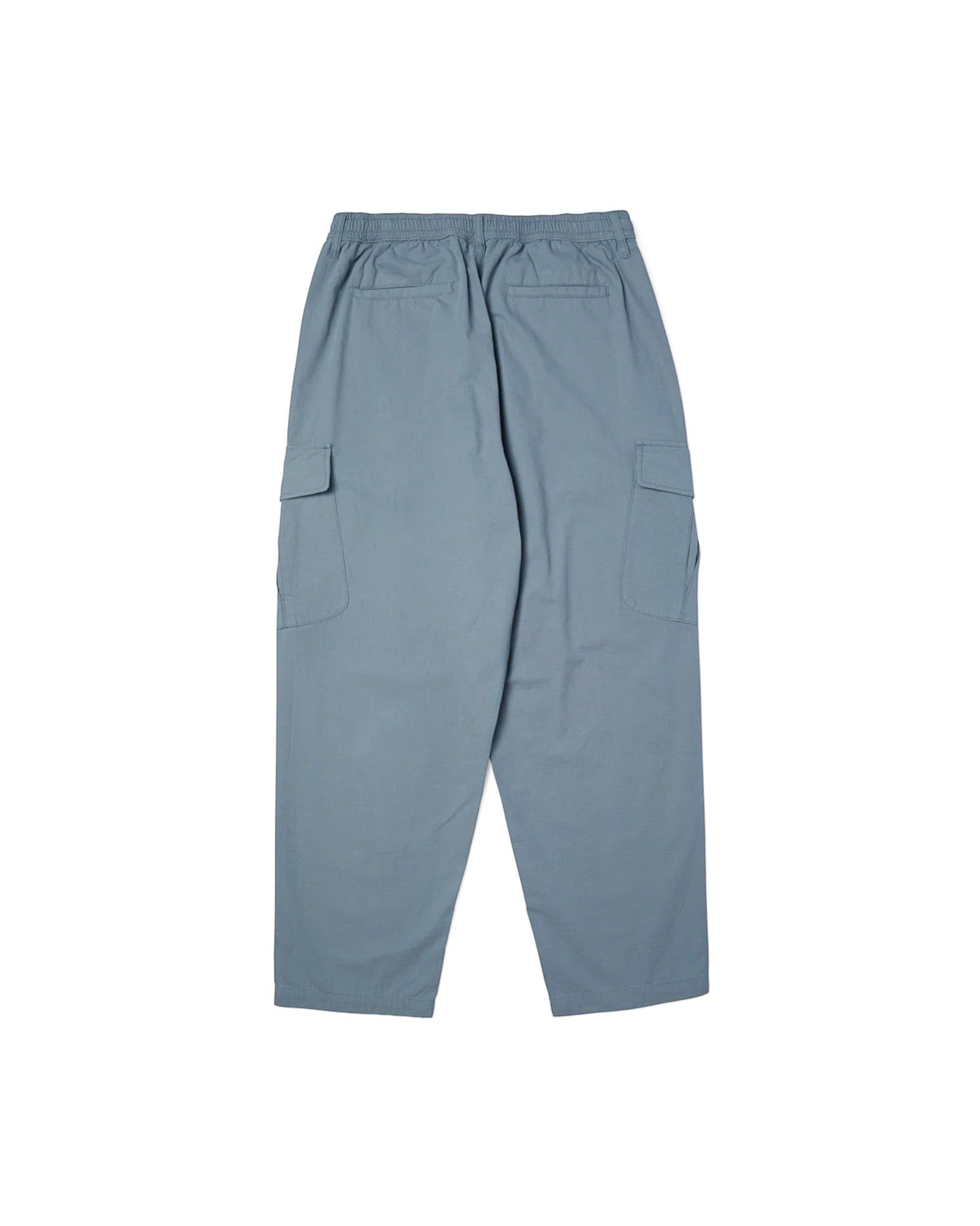 impostor.ro blue baggy cargo pants with multiple pockets and elastic waistband