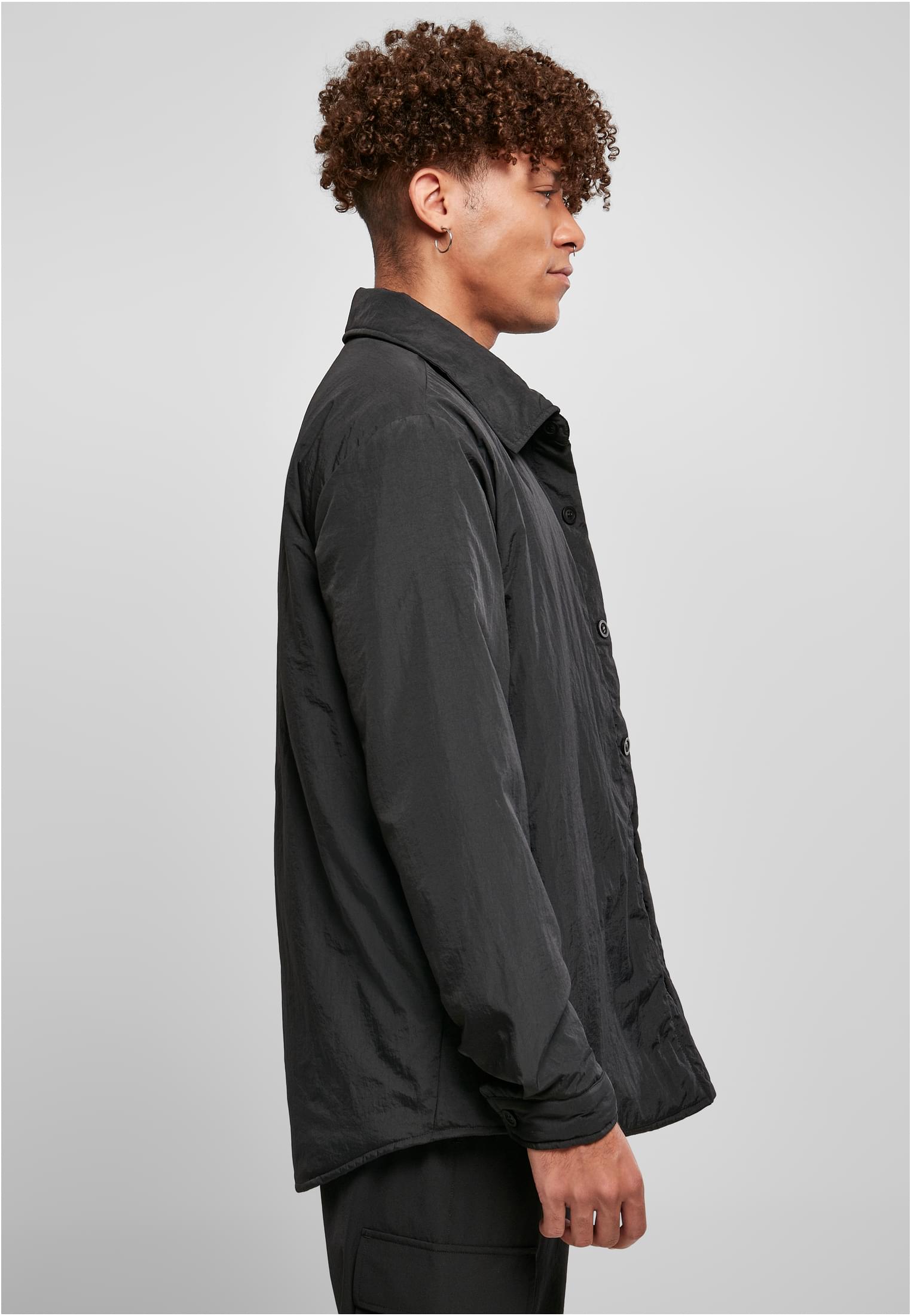 Urban Classics Padded Nylon Shirt Jacket - Black