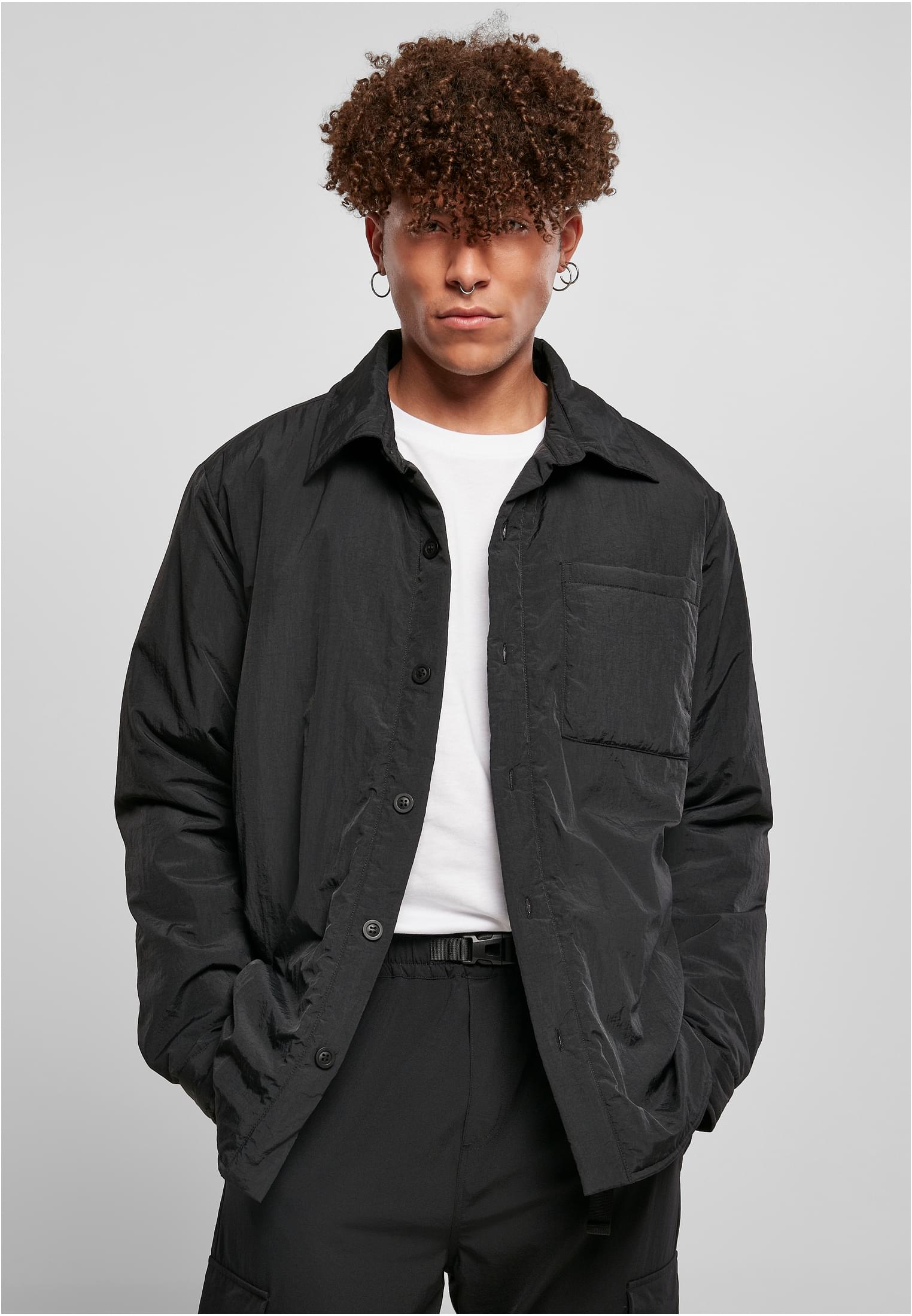 Urban Classics Padded Nylon Shirt Jacket - Black