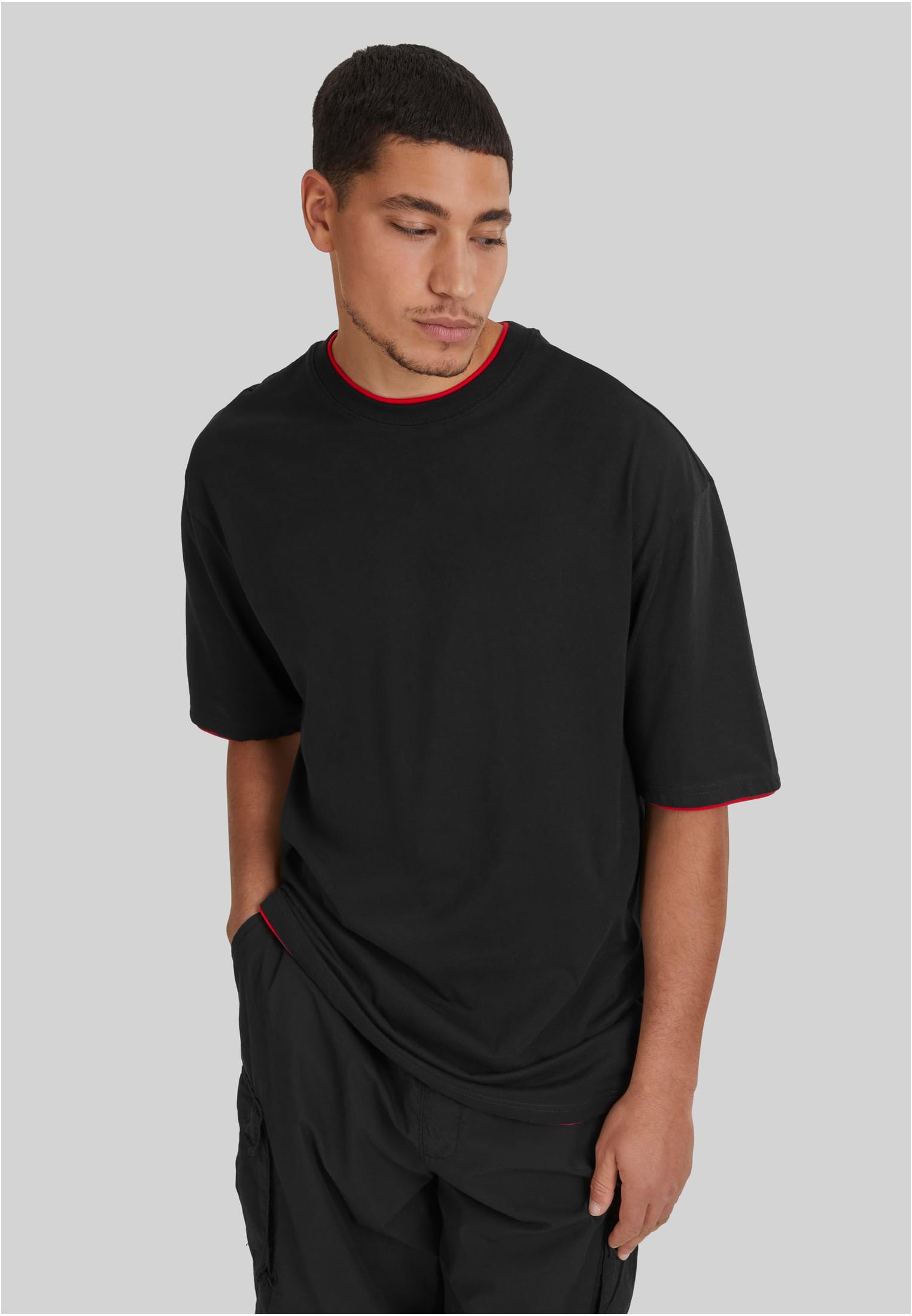 Urban Classics Contrast Tall Tee Black/Red